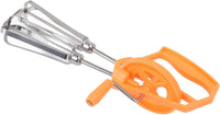 KITCHENMIXHAVEN Manual Hand Mixer Egg Beater, Stainless Steel 10-Inch (Orange)