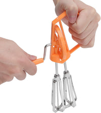 KITCHENMIXHAVEN Manual Hand Mixer Egg Beater, Stainless Steel 10-Inch (Orange)