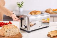 4 Slice Toaster, CUSIMAX Long Slot Toaster for Sourdough, Stainless Steel