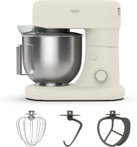 KITCHENMIXHAVEN 5.3Qt 12-Speed Tilt-Head Stand Mixer with Bowl, Hook & Whisk, Linen Cream