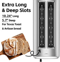 4 Slice Toaster, CUSIMAX Long Slot Toaster for Sourdough, Stainless Steel