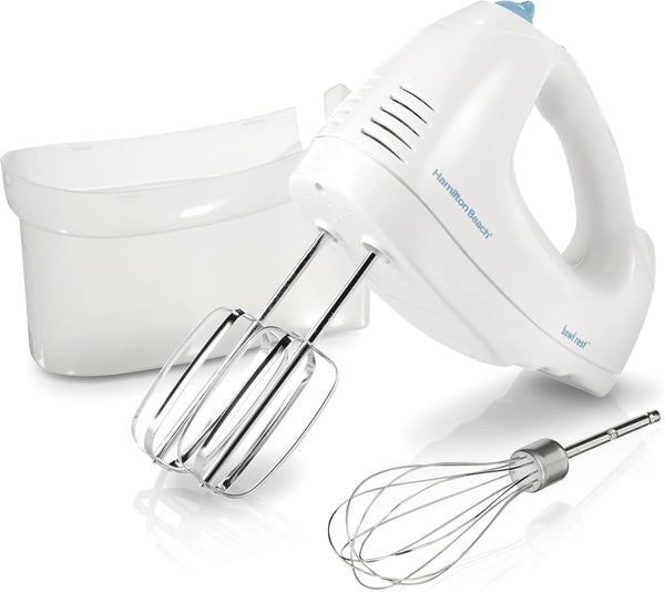 KITCHENMIXHAVEN 6-Speed Hand Mixer 250W with QuickBurst & Storage Case, White