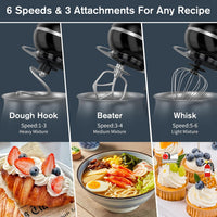 KITCHENMIXHAVEN 5.3Qt Tilt-Head Stand Mixer with Dough Hook, Whisk & Beater