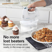 KITCHENMIXHAVEN 6-Speed Hand Mixer 250W with QuickBurst & Storage Case, White